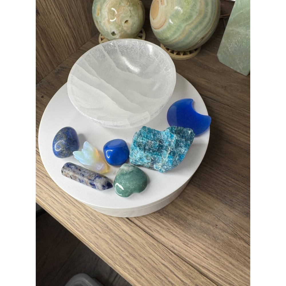 Crystal Gemstone Set with White Bowl